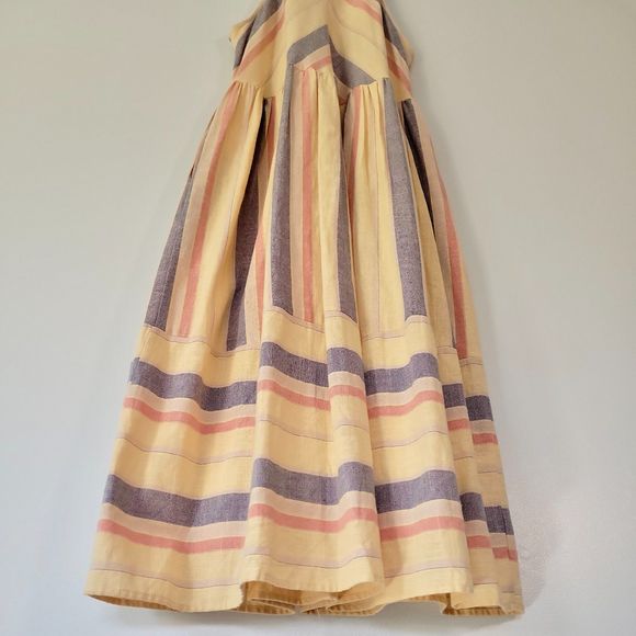 Listicle Dress Size Large Striped Woven Cotton Halter Summer Dress Pockets Boho - Picture 4 of 12